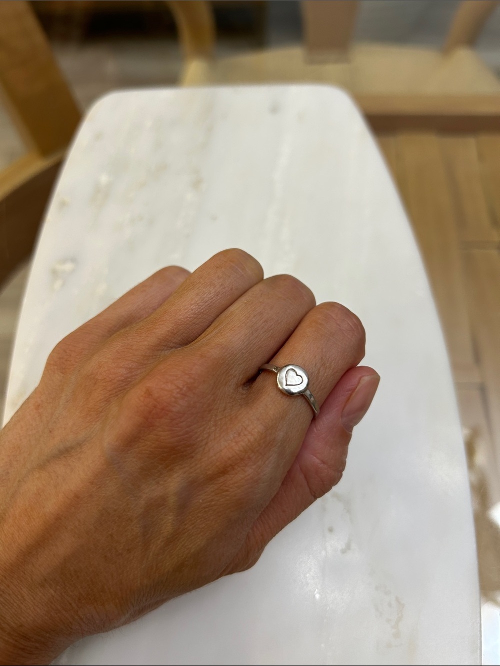 925 Sterling Silver Heart Round Ring